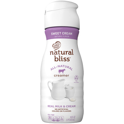 COFFEE MATE NATURAL BLISS Sweet Cream All-Natural Liquid Coffee Creamer, 16 fl. oz. Bottle | Dairy C