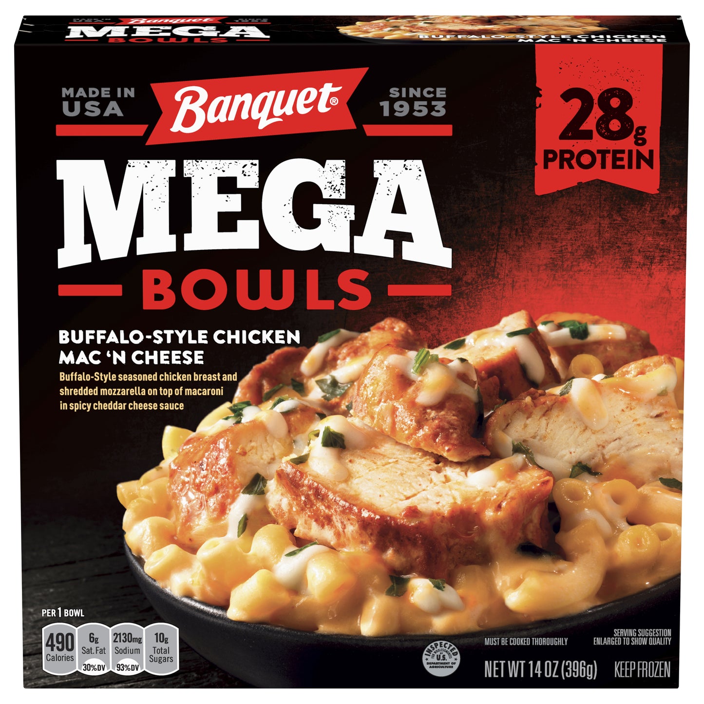 Banquet Mega Bowls Buffalo-Style Chicken Mac 'N Cheese 14 oz