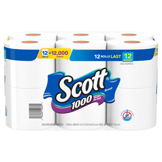 Scott One-Ply Unscented Bathroom Tissue 12 ea