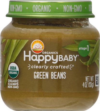 HappyBaby Organics Stage 1 Green Beans Baby Food 4 oz