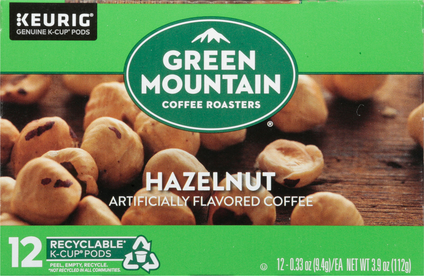Green Mountain Coffee K-Cup Pods Hazelnut Coffee 12 - 0.33 oz ea