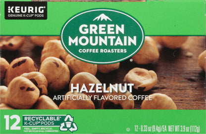 Green Mountain Coffee K-Cup Pods Hazelnut Coffee 12 - 0.33 oz ea