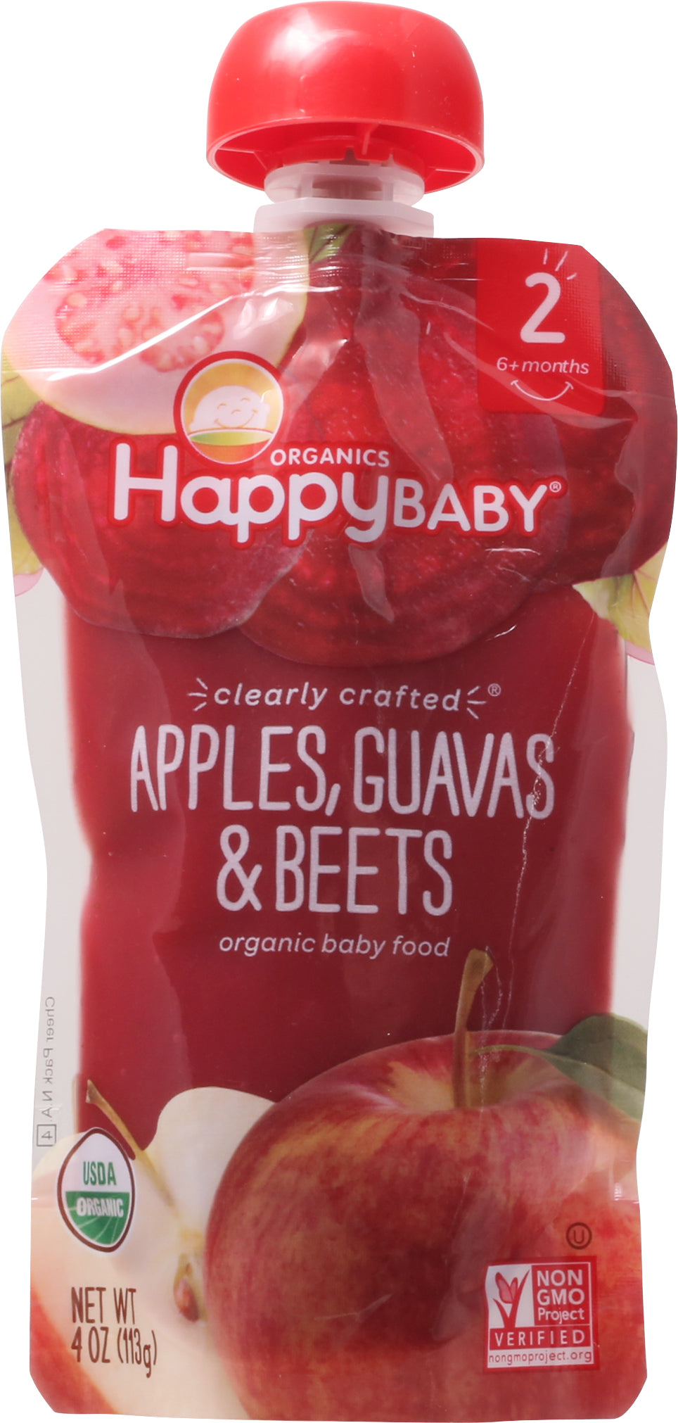 Happy Baby Organics 2 (6+ Months) Organic Apples, Guavas & Beets Baby Food 4 oz