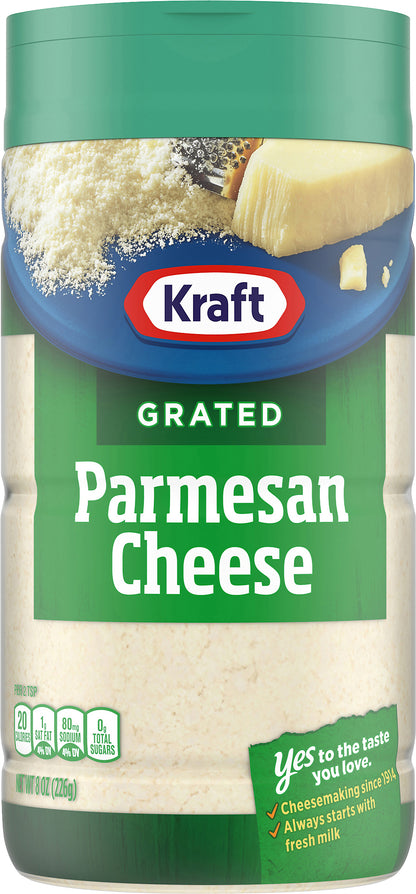 Kraft Grated Cheese, Parmesan Cheese, 8 oz Jar