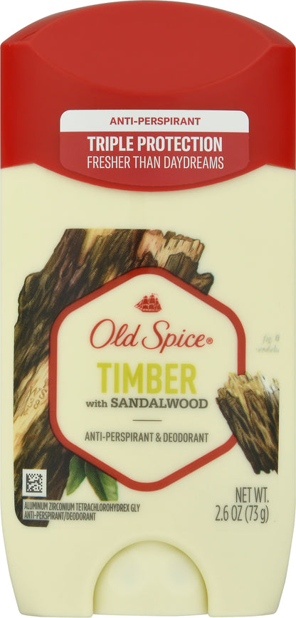 Old Spice Timber with Sandalwood Anti-Perspirant & Deodorant 2.6 oz Tube