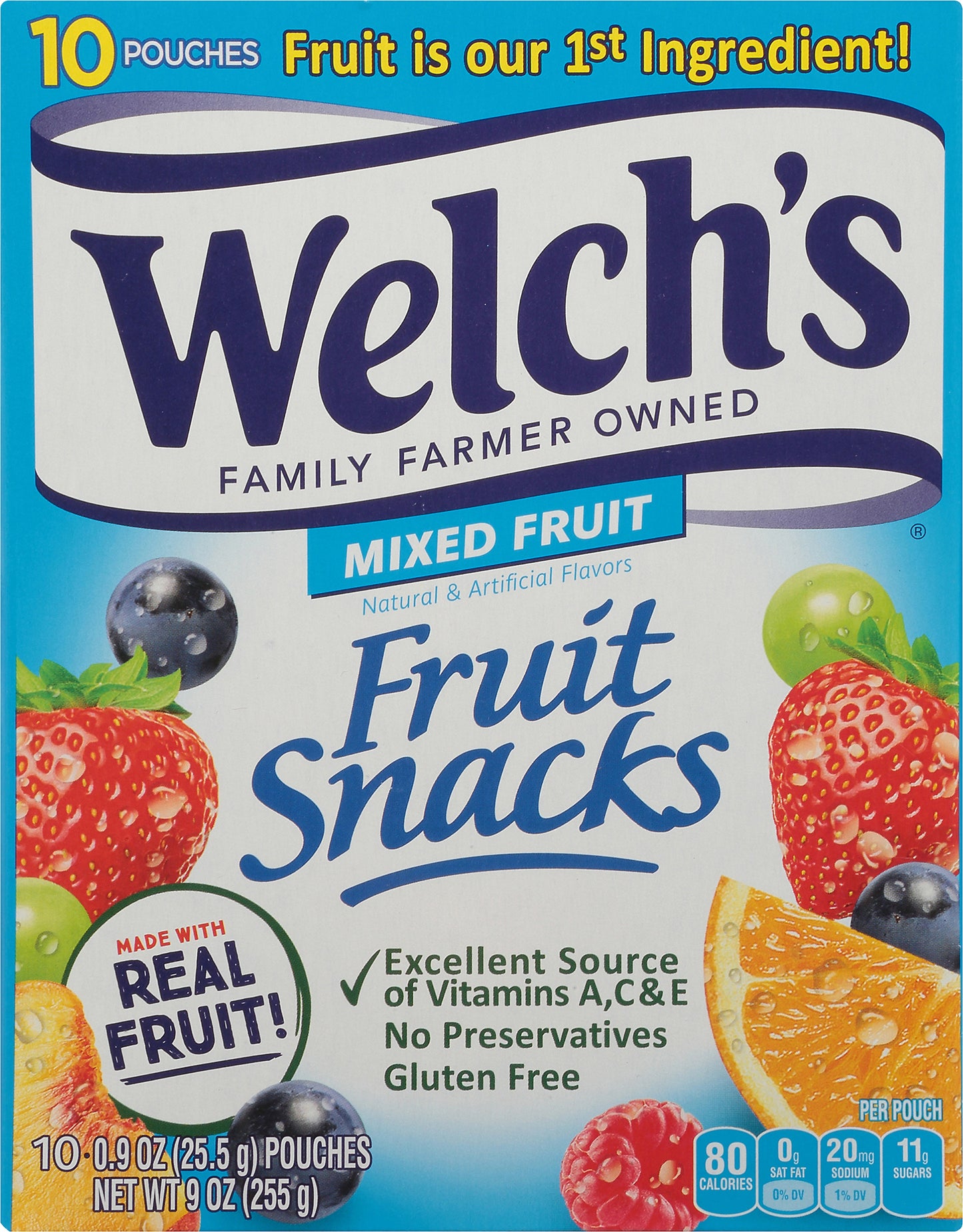 Welch's Fruit Snacks, Mixed Fruit, 0.9 Ounces, 10 Pouches