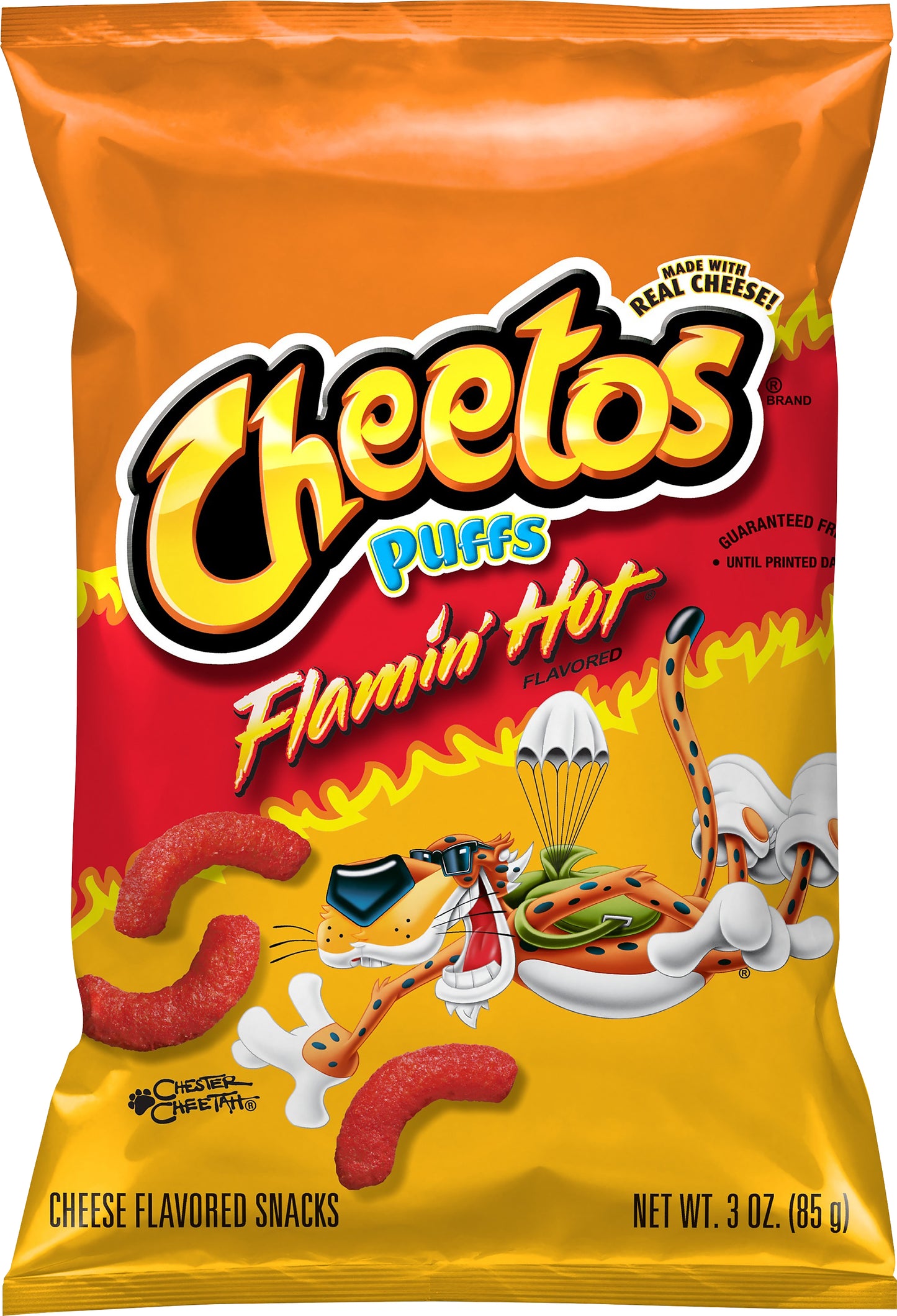 Cheetos Flamin' Hot Puffs Cheese Flavored Snacks 3 oz
