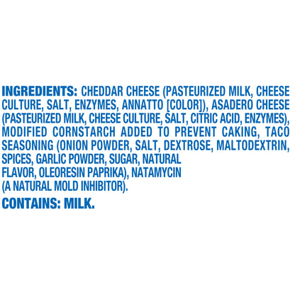 Kraft Deliciously Paired Cheddar & Asadero Shredded Cheese with Taco Seasoning for Tacos, 8 oz Bag
