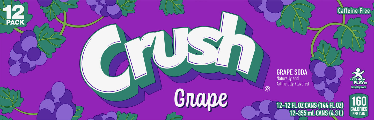 Crush Grape Soda, 12 fl oz cans, 12 pack