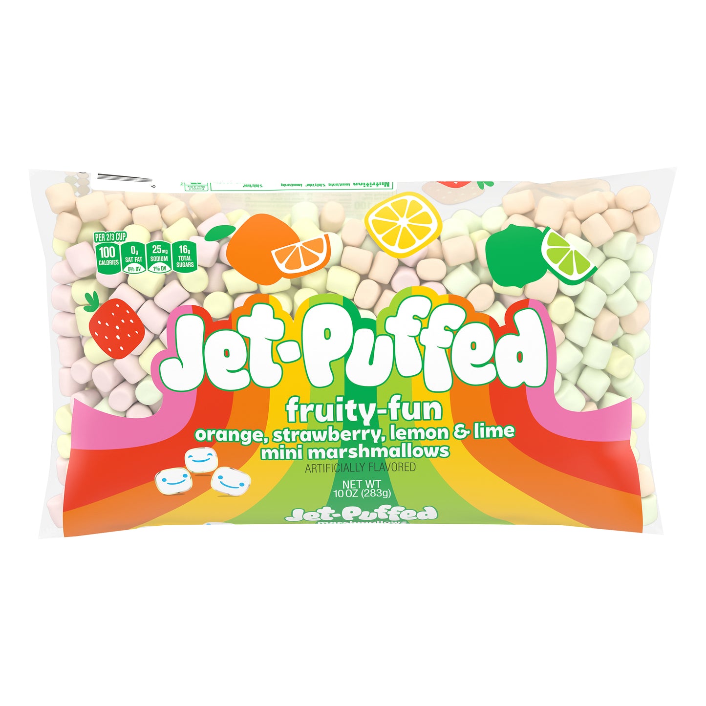 Jet-Puffed Fruity-Fun Orange, Strawberry, Lemon & Lime Mini Marshmallows, 10 oz Bag