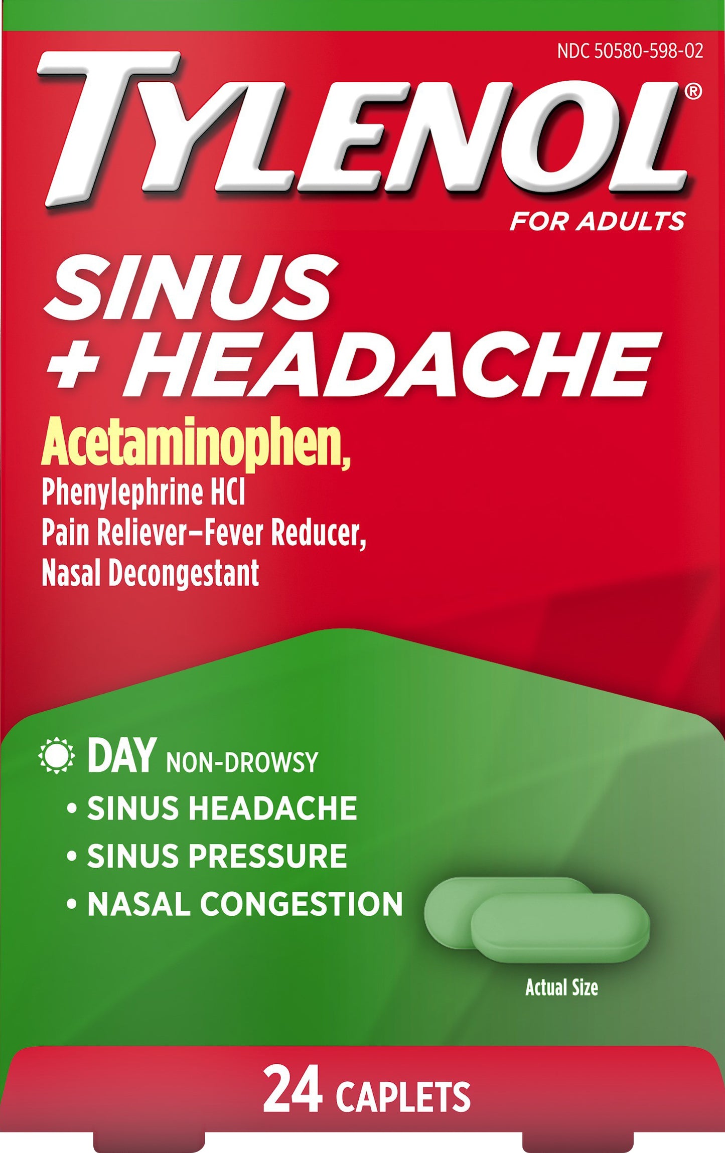 Tylenol Caplets Day for Adults Sinus + Headache 24 ea