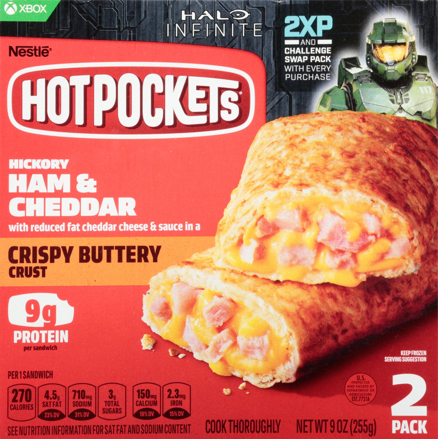 Hot Pockets 2 Pack Crispy Buttery Crust Hickory Ham & Cheddar 2 ea