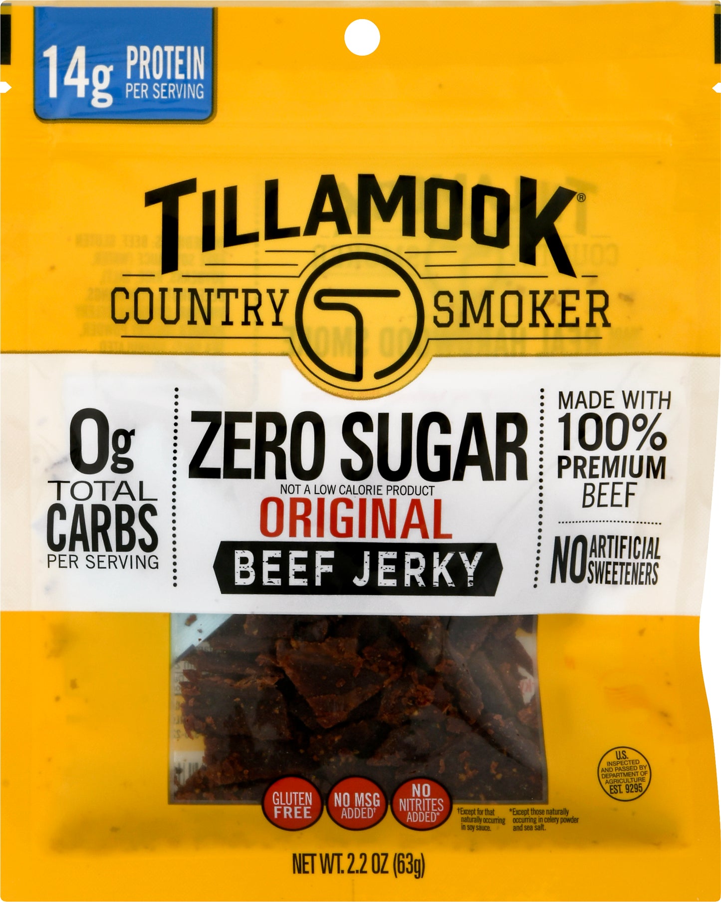 Tillamook Country Smoker Zero Sugar Original Beef Jerky 2.2 oz