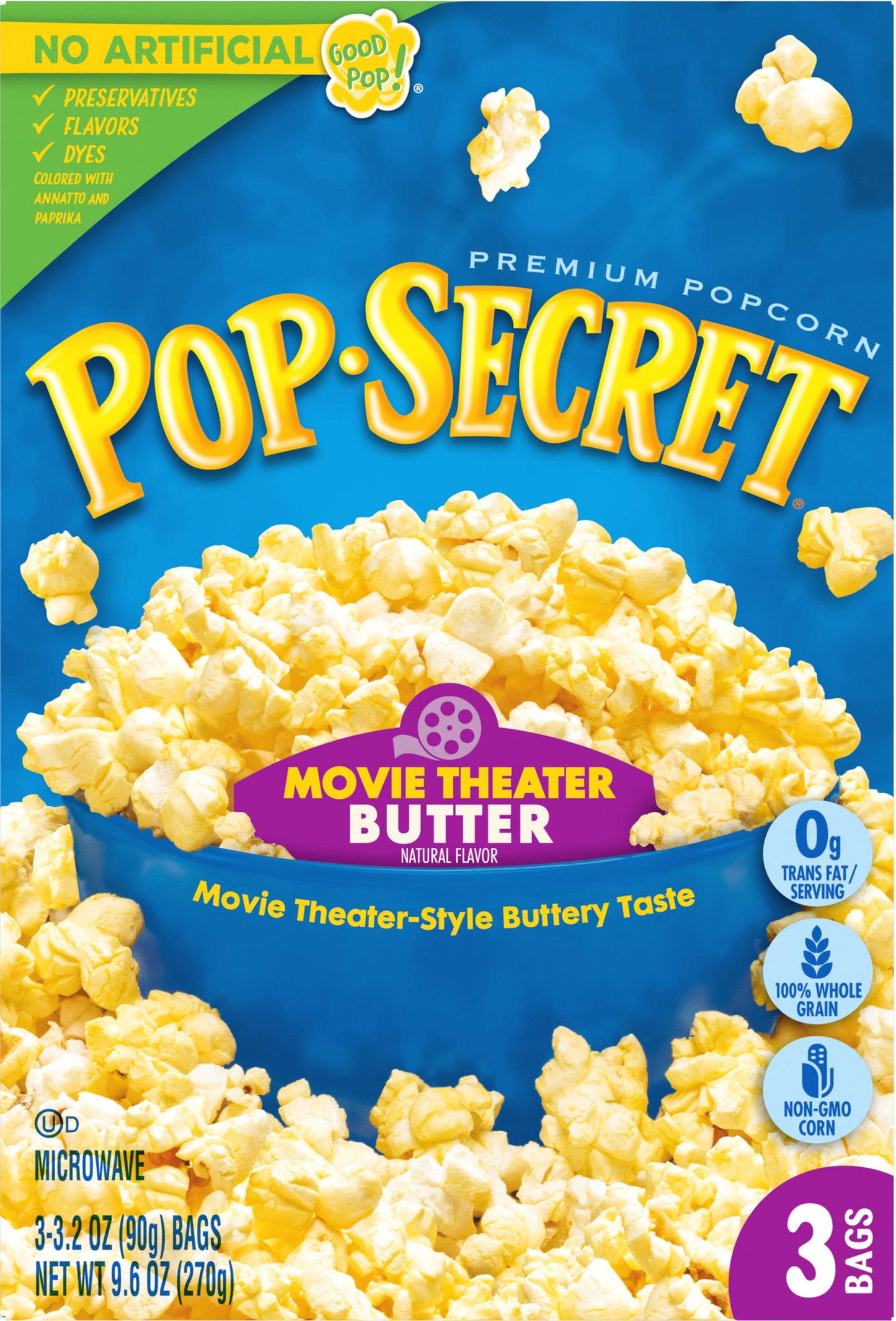 Pop-Secret 3 Pack Premium Movie Theater Butter Popcorn 3 Bags 3.2 oz Bag 3 ea