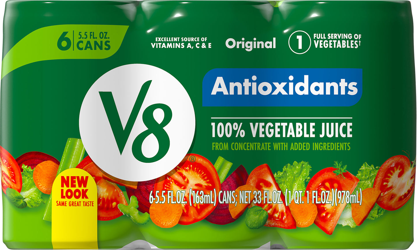V8 Antioxidants Original 100% Vegetable Juice 6 - 5.5 fl oz Cans