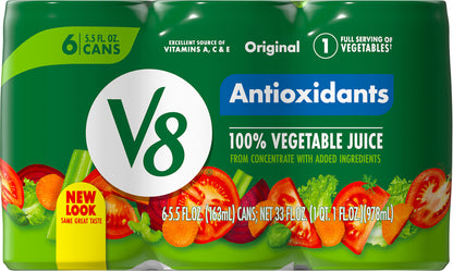 V8 Antioxidants Original 100% Vegetable Juice 6 - 5.5 fl oz Cans