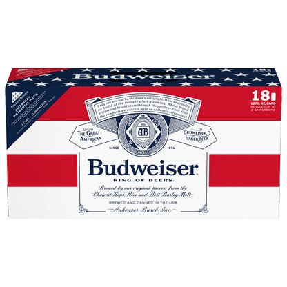 Budweiser King of Beers Lager Beer 18 ea