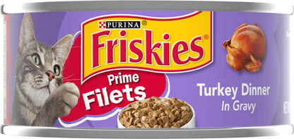 Purina Friskies Gravy Wet Cat Food, Prime Filets Turkey Dinner - 5.5 oz. Can