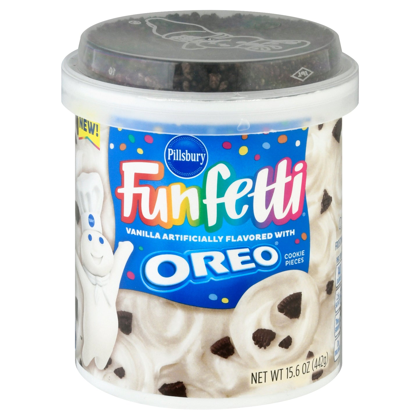 Pillsbury Funfetti Vanilla with Oreo Cookie Pieces Frosting 15.6 oz