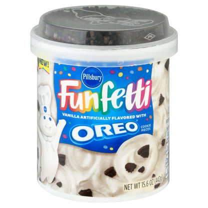 Pillsbury Funfetti Vanilla with Oreo Cookie Pieces Frosting 15.6 oz