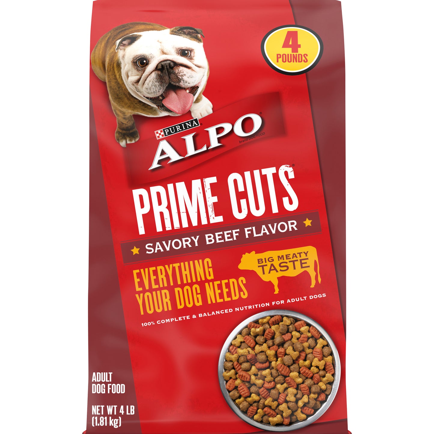 Purina ALPO Dry Dog Food, Prime Cuts Savory Beef Flavor - 4 lb. Bag