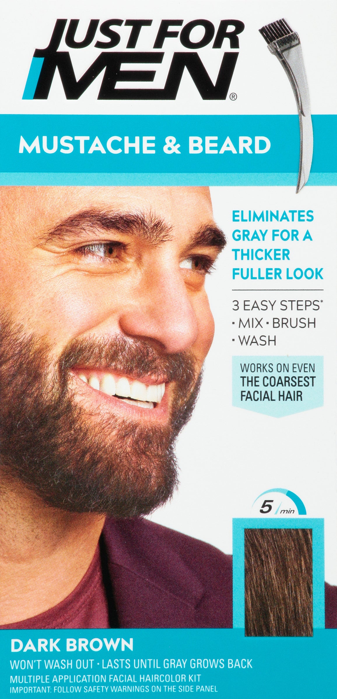Just For Men Dark Brown M-45 Mustache & Beard Easy Brush-In Color 1 ea