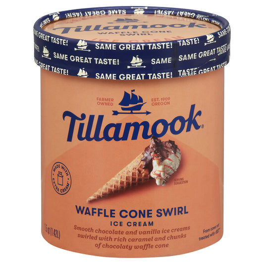 Tillamook Waffle Cone Swirl Ice Cream 1.5 qt