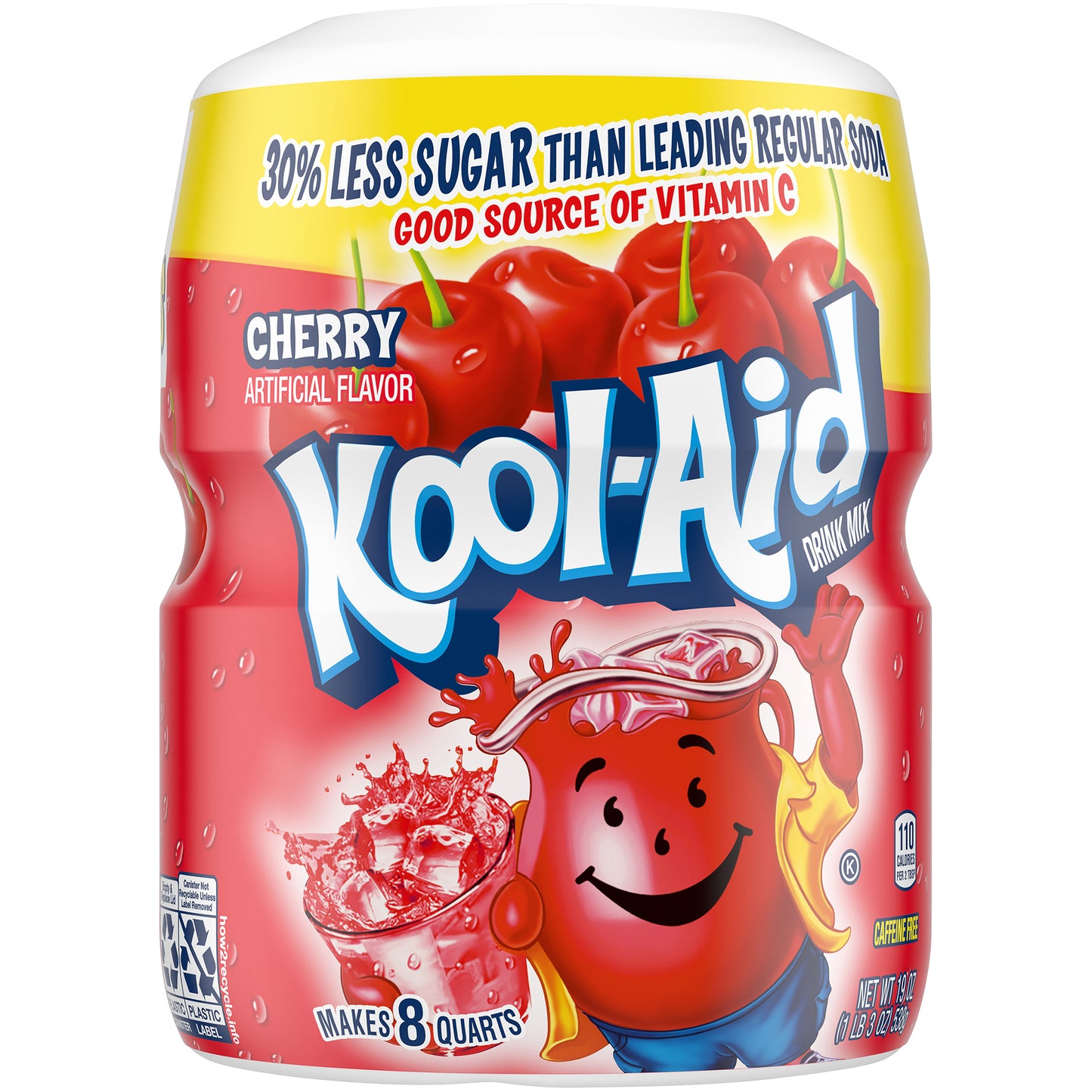 Kool-Aid Sweetened Cherry Powdered Drink Mix, Caffeine Free, 19 oz Jar