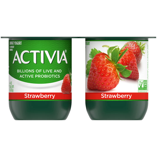 Activia Lowfat Probiotic Strawberry Yogurt, 4 Oz. Cups, 4 Count