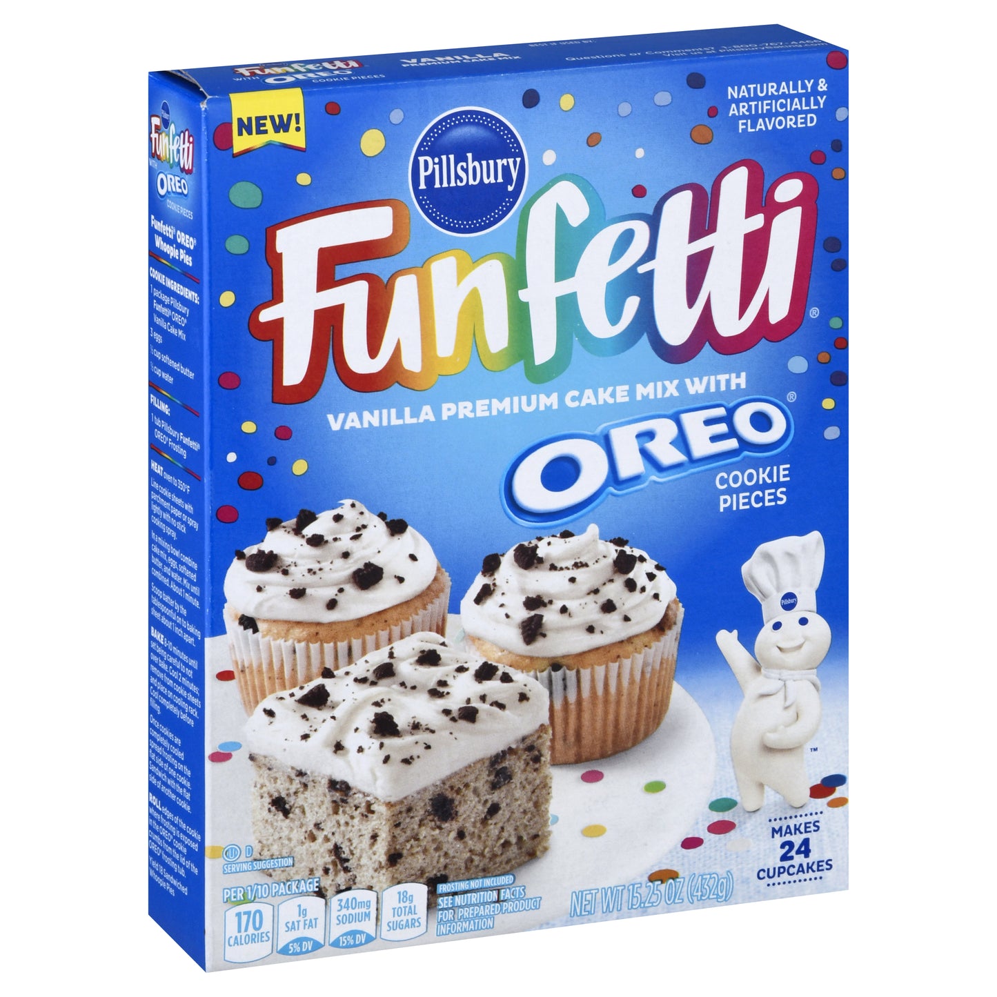 Pillsbury Funfetti Premium Vanilla with Oreo Cookie Pieces Cake Mix 15.25 oz