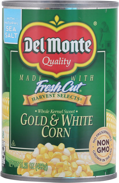 Del Monte Harvest Selects Whole Kernel Sweet Gold & White Corn 15.25 oz Can