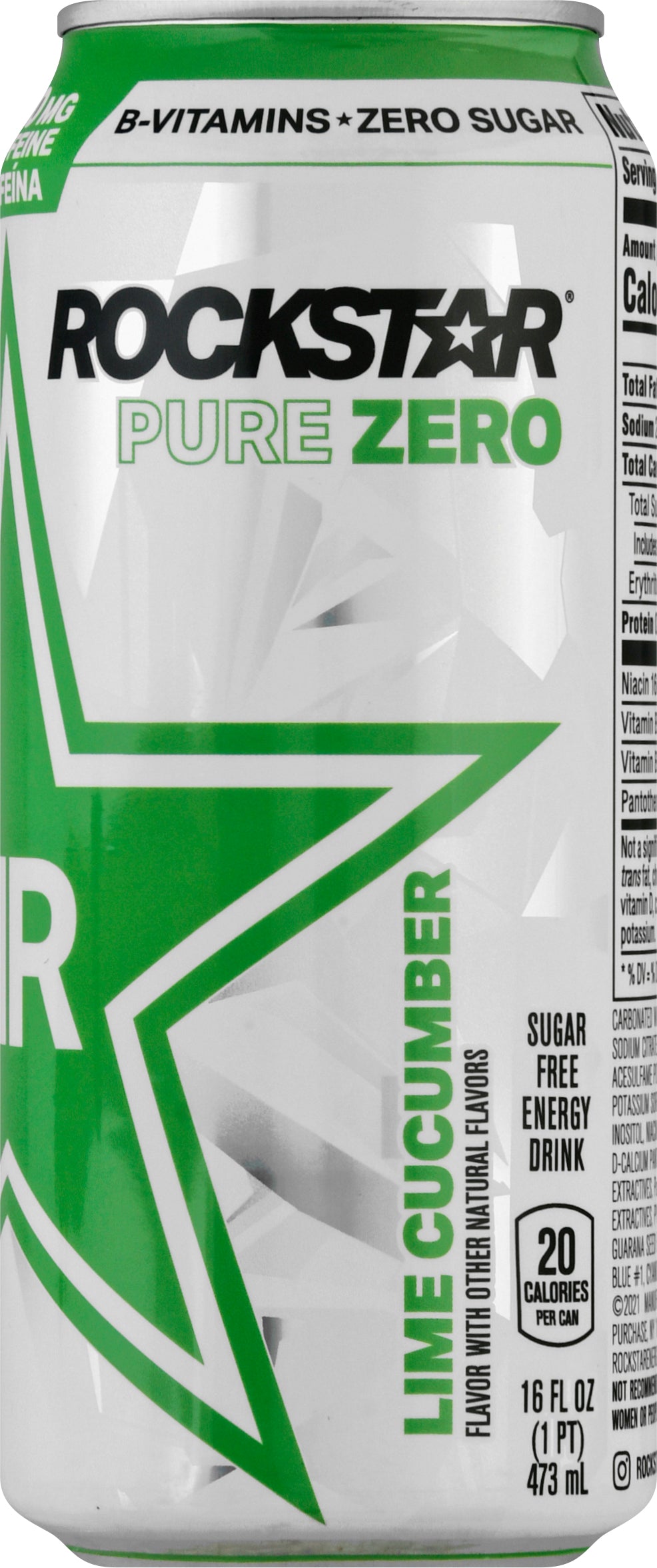 Rockstar Pure Zero Lime Cucumber Energy Drink 16 oz