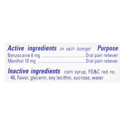 Chloraseptic Cherry Sore Throat Lozenges 18 ea Box