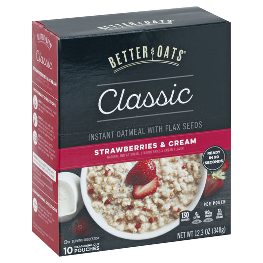 Better Oats Classic Strawberries & Cream Oatmeal 10 ea