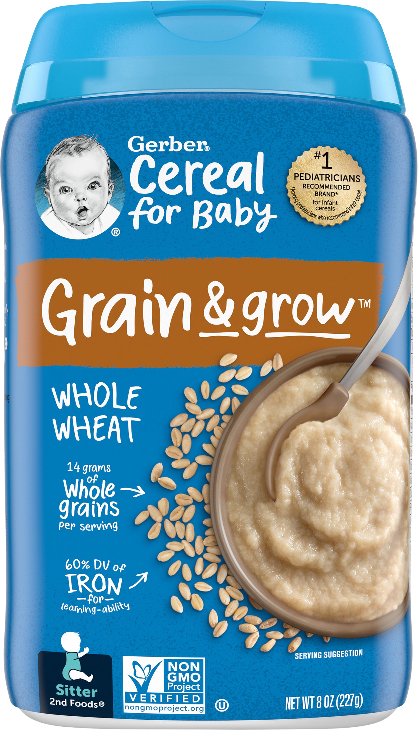 Gerber Cereal for Baby Grain & Grow Whole Wheat Shrink R033B 8 oz (227g)