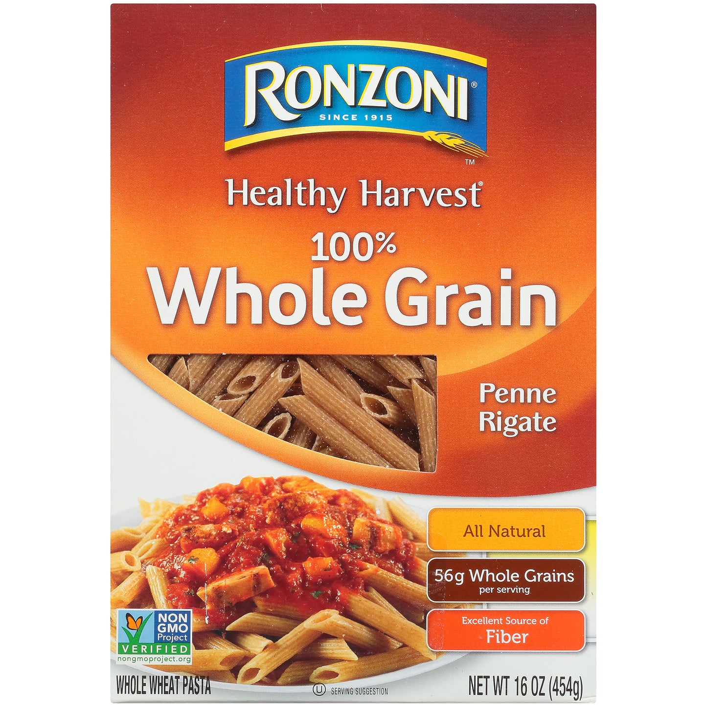 Ronzoni® Healthy Harvest® 100% Whole Grain Penne Rigate Pasta 16 oz. Box