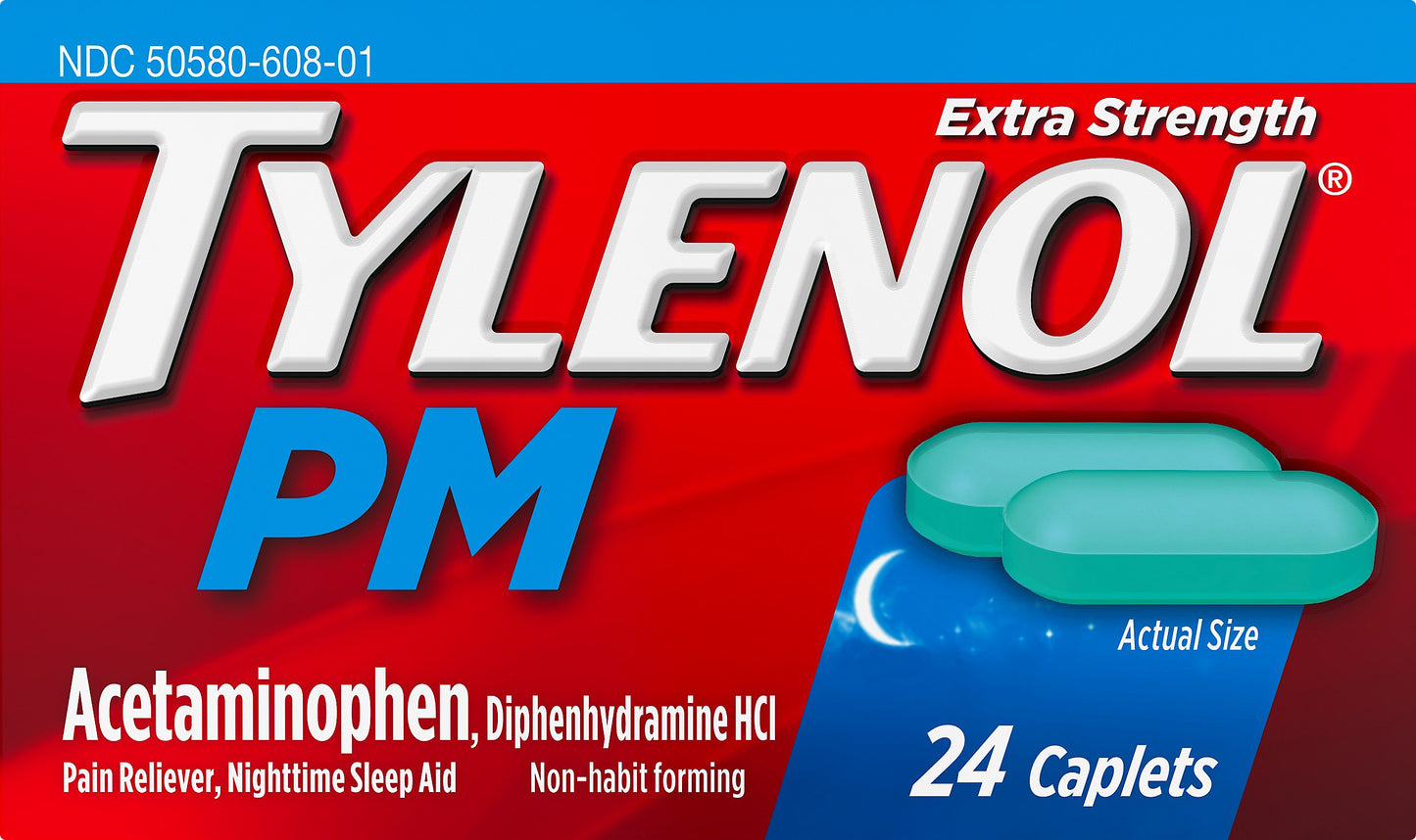 Tylenol PM Extra Strength Caplets Acetaminophen 24 ea