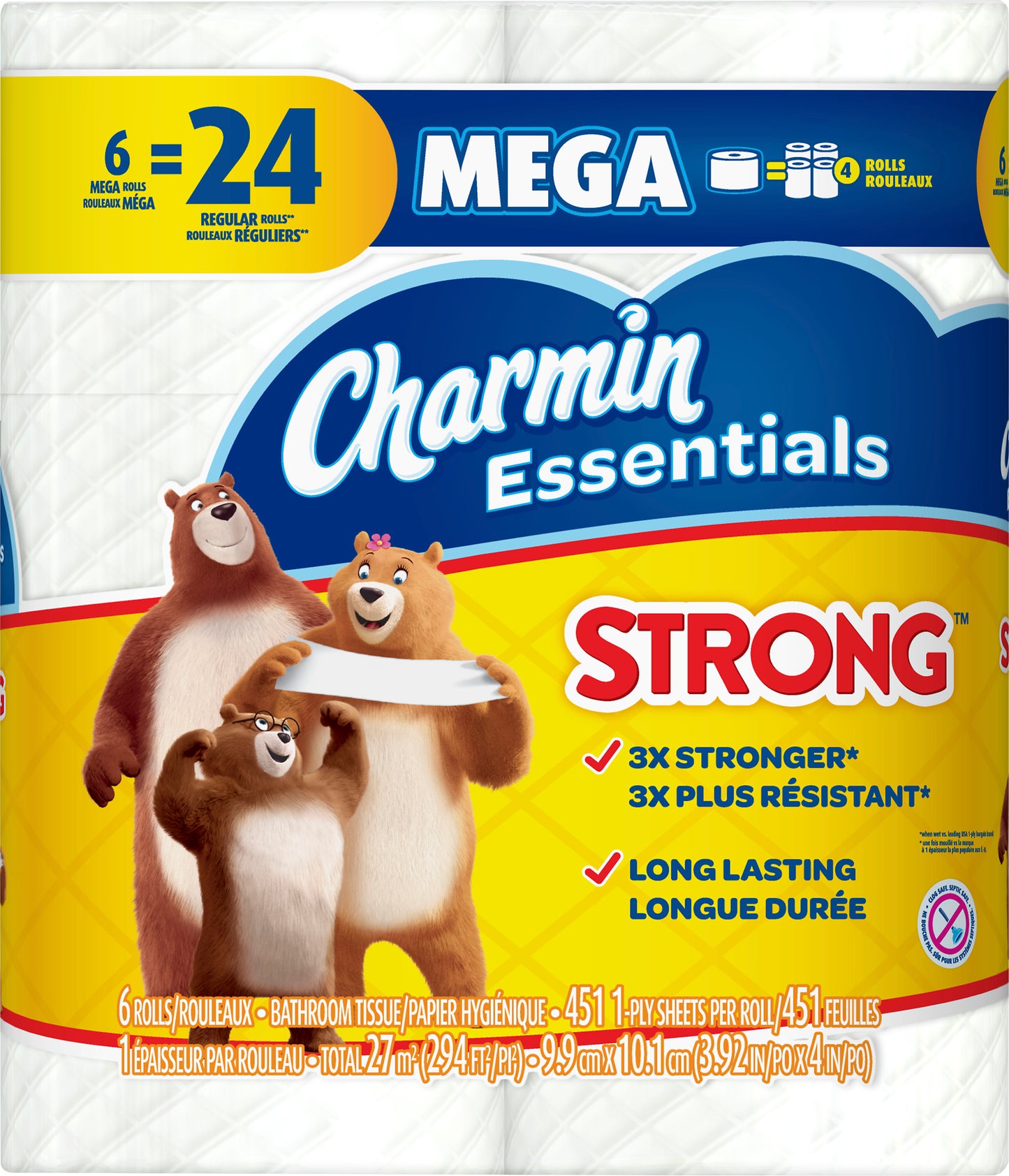 Charmin Mega Roll Strong 1-Ply Bathroom Tissue 6 ea