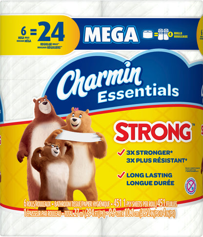 Charmin Mega Roll Strong 1-Ply Bathroom Tissue 6 ea