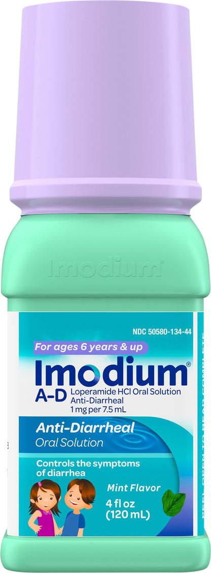 Imodium A-D Liquid Anti-Diarrheal Medicine for Kids, Mint, 4 fl. oz