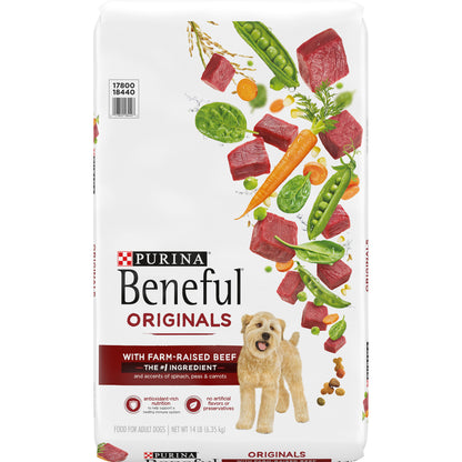 Purina Beneful Originals With Farm-Raised Beef, Real Meat Dog Food - 14 lb. Bag