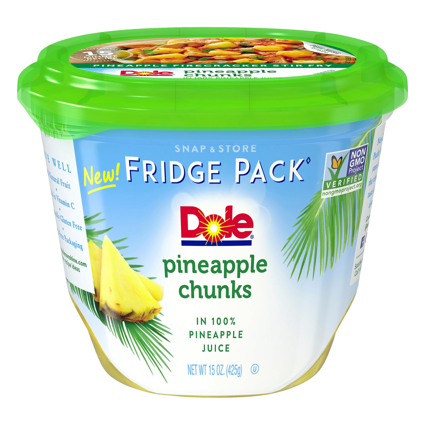 Dole® Fridge Pack Pineapple Chunks in 100% Pineapple Juice 15 oz. Tub