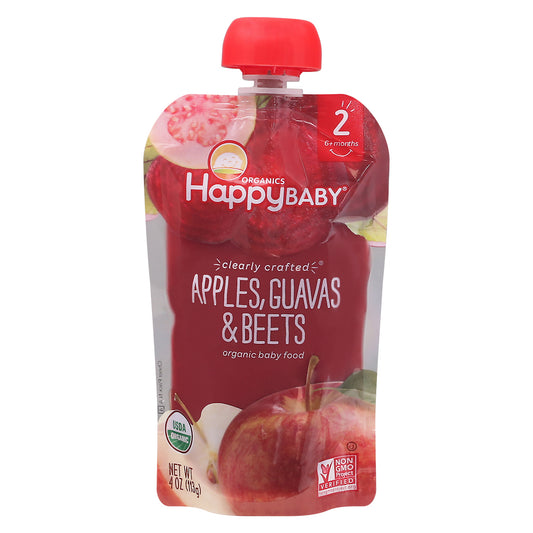 Happy Baby Organics 2 (6+ Months) Organic Apples, Guavas & Beets Baby Food 4 oz