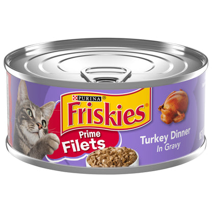 Purina Friskies Gravy Wet Cat Food, Prime Filets Turkey Dinner - 5.5 oz. Can
