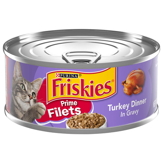 Purina Friskies Gravy Wet Cat Food, Prime Filets Turkey Dinner - 5.5 oz. Can