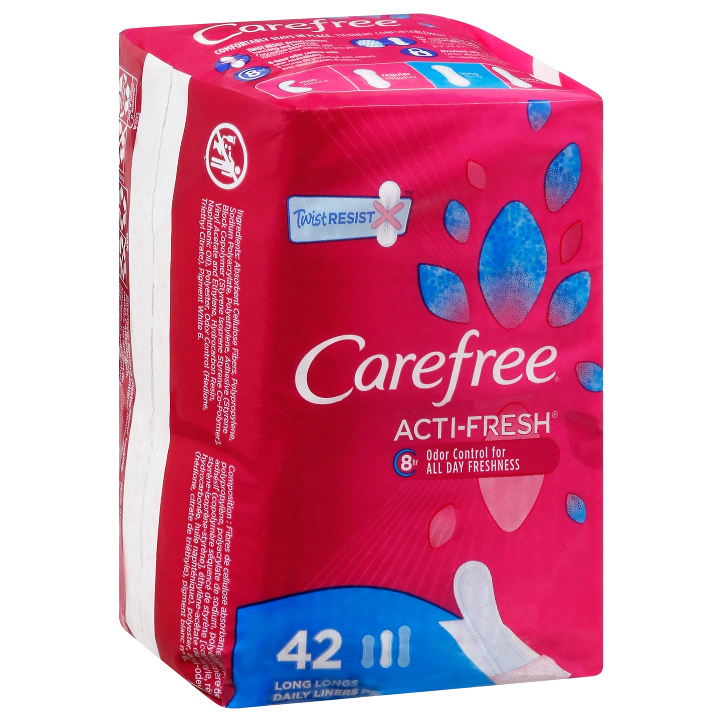 Carefree Acti-Fresh Long Unscented Daily Liners 42 ea