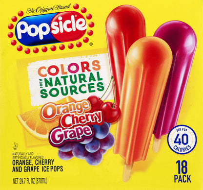 Popsicle 18 Pack Orange Cherry Grape Ice Pops 18 ea