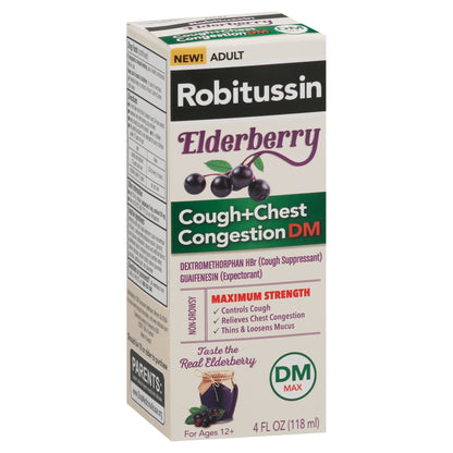 Robitussin Maximum Strength Elderberry Cough + Chest Congestion DM 4 fl oz Box