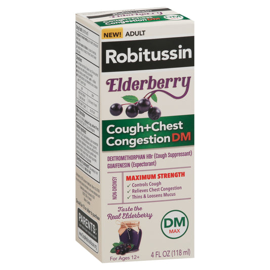 Robitussin Maximum Strength Elderberry Cough + Chest Congestion DM 4 fl oz Box