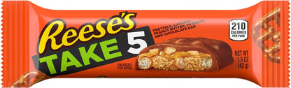 REESE'S TAKE 5 Pretzels, Caramel, Peanut Butter, Peanuts and Chocolate Candy, Full size, 1.5 oz, Bar